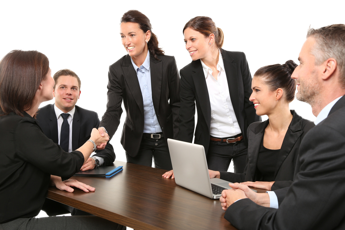 Employees at Meeting on White Background